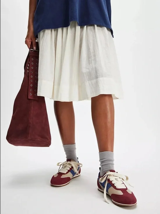 $128! Free People Aces Tennis Hickory Silt Shoes Navy Blue Drawstring SZ 9/40 - Picture 4 of 6